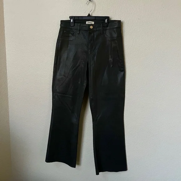 NWT L'AGENCE | Kendra Coated Cropped Flare Jean in DARK SHADOW COATED | 27 & 29 - Picture 12 of 16